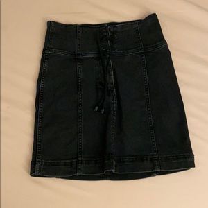 Free People Black Denim Pencil Skirt